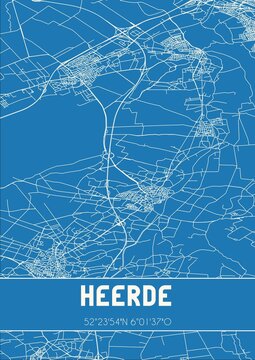 Blueprint of the map of Heerde located in Gelderland the Netherlands.