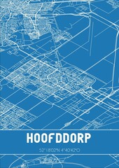 Blueprint of the map of Hoofddorp located in Noord-Holland the Netherlands.
