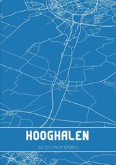 Blueprint of the map of Hooghalen located in Drenthe the Netherlands.