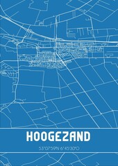 Blueprint of the map of Hoogezand located in Groningen the Netherlands.