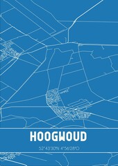 Blueprint of the map of Hoogwoud located in Noord-Holland the Netherlands.