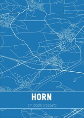 Blueprint of the map of Horn located in Limburg the Netherlands.