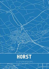 Blueprint of the map of Horst located in Limburg the Netherlands.