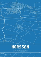 Blueprint of the map of Horssen located in Gelderland the Netherlands.