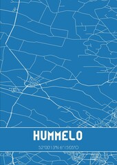 Blueprint of the map of Hummelo located in Gelderland the Netherlands.