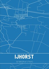 Blueprint of the map of IJhorst located in Overijssel the Netherlands.