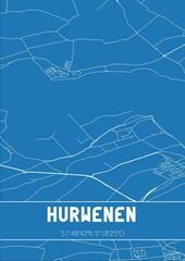 Blueprint of the map of Hurwenen located in Gelderland the Netherlands.