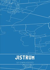 Blueprint of the map of Jistrum located in Fryslan the Netherlands.