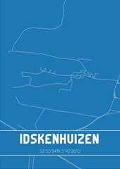 Blueprint of the map of Idskenhuizen located in Fryslan the Netherlands.