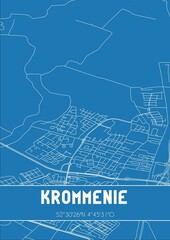 Blueprint of the map of Krommenie located in Noord-Holland the Netherlands.