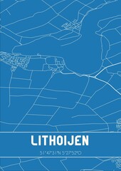 Blueprint of the map of Lithoijen located in Noord-Brabant the Netherlands.