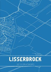 Blueprint of the map of Lisserbroek located in Noord-Holland the Netherlands.