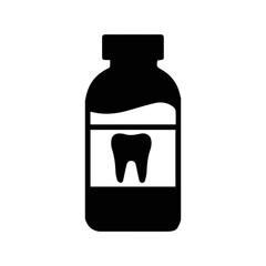 Dental hygiene mouthwash teeth icon | Black Vector illustration |
