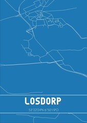 Blueprint of the map of Losdorp located in Groningen the Netherlands.