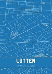 Obraz premium Blueprint of the map of Lutten located in Overijssel the Netherlands.