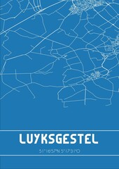 Blueprint of the map of Luyksgestel located in Noord-Brabant the Netherlands.