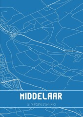Blueprint of the map of Middelaar located in Limburg the Netherlands.