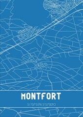 Blueprint of the map of Montfort located in Limburg the Netherlands.