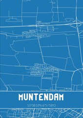 Blueprint of the map of Muntendam located in Groningen the Netherlands.