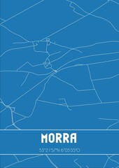 Blueprint of the map of Morra located in Fryslan the Netherlands.