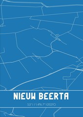 Blueprint of the map of Nieuw Beerta located in Groningen the Netherlands.