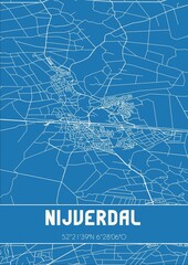 Blueprint of the map of Nijverdal located in Overijssel the Netherlands.