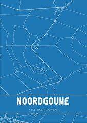 Blueprint of the map of Noordgouwe located in Zeeland the Netherlands.