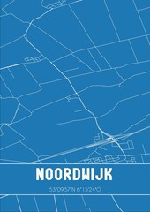 Blueprint of the map of Noordwijk located in Groningen the Netherlands.