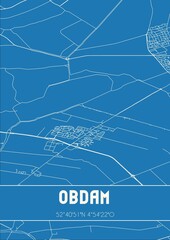 Blueprint of the map of Obdam located in Noord-Holland the Netherlands.