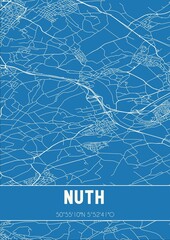 Blueprint of the map of Nuth located in Limburg the Netherlands.