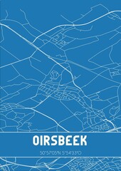 Blueprint of the map of Oirsbeek located in Limburg the Netherlands.