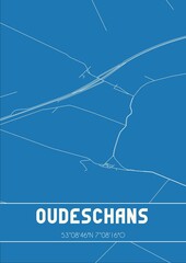 Fototapeta premium Blueprint of the map of Oudeschans located in Groningen the Netherlands.