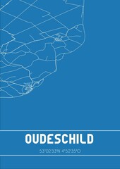 Blueprint of the map of Oudeschild located in Noord-Holland the Netherlands.