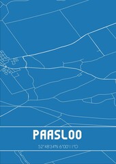 Blueprint of the map of Paasloo located in Overijssel the Netherlands.