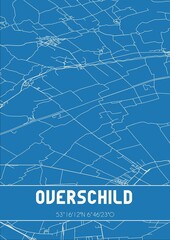 Blueprint of the map of Overschild located in Groningen the Netherlands.