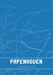 Blueprint of the map of Papenhoven located in Limburg the Netherlands.