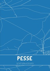 Fototapeta premium Blueprint of the map of Pesse located in Drenthe the Netherlands.