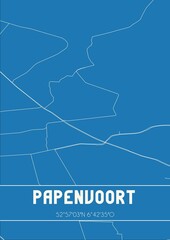 Blueprint of the map of Papenvoort located in Drenthe the Netherlands.