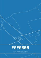 Blueprint of the map of Peperga located in Fryslan the Netherlands.