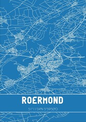 Blueprint of the map of Roermond located in Limburg the Netherlands.