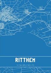 Blueprint of the map of Ritthem located in Zeeland the Netherlands.
