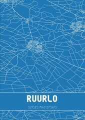 Blueprint of the map of Ruurlo located in Gelderland the Netherlands.
