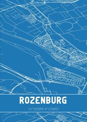 Blueprint of the map of Rozenburg located in Zuid-Holland the Netherlands.