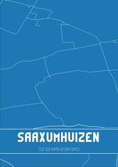 Blueprint of the map of Saaxumhuizen located in Groningen the Netherlands.