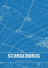 Blueprint of the map of Schagerbrug located in Noord-Holland the Netherlands.
