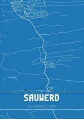 Blueprint of the map of Sauwerd located in Groningen the Netherlands.