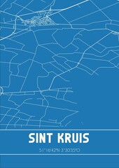 Blueprint of the map of Sint Kruis located in Zeeland the Netherlands.