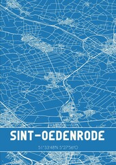Blueprint of the map of Sint-Oedenrode located in Noord-Brabant the Netherlands.
