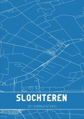 Blueprint of the map of Slochteren located in Groningen the Netherlands.