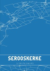 Blueprint of the map of Serooskerke located in Zeeland the Netherlands.